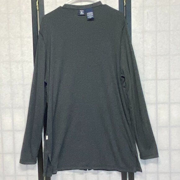 Hunt Club Grey Cardigan Sweater XLT Collarless Long Sleeve Lightweight Button Up - Picture 6 of 12